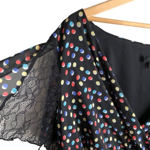 Sangria Polka Dot Dress Size 16W Lace Flutter Sleeve - Picture 6 of 16
